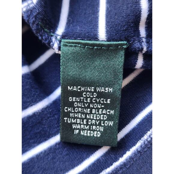 SWEATER/KNIT-LAUREN-RALPH LAUREN-Navy Blue White Strip-Gold Metallic-Size LRG - Picture 7 of 13